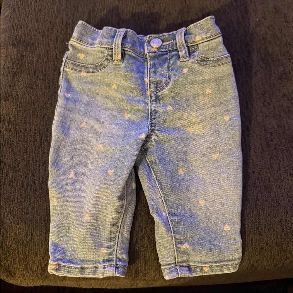Stylish Kids' Heart Patterned Denim Jeans
